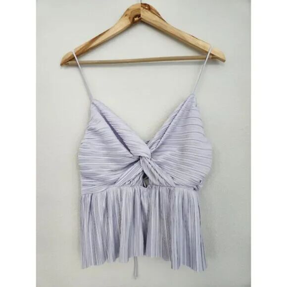 ASTR the Label Lilac Pleated Twist Front Crop Top | Size S - Picture 2 of 6